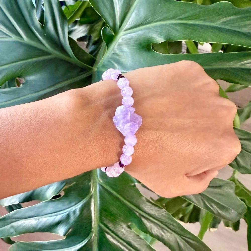 Amethyst & Hematite bracelet (one) | Handmade beaded bracelet